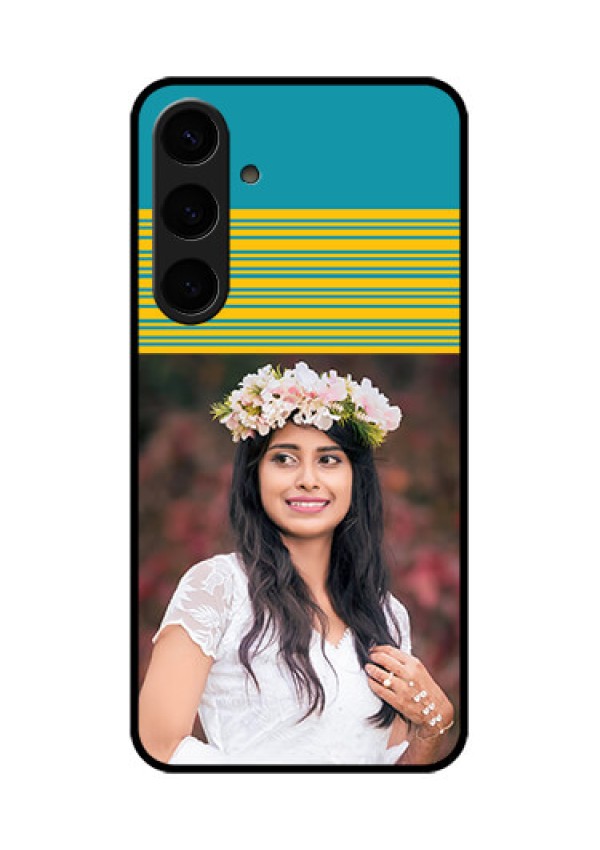 Samsung Galaxy S24 Plus 5G Custom Glass Phone Case - Yellow & Blue Design