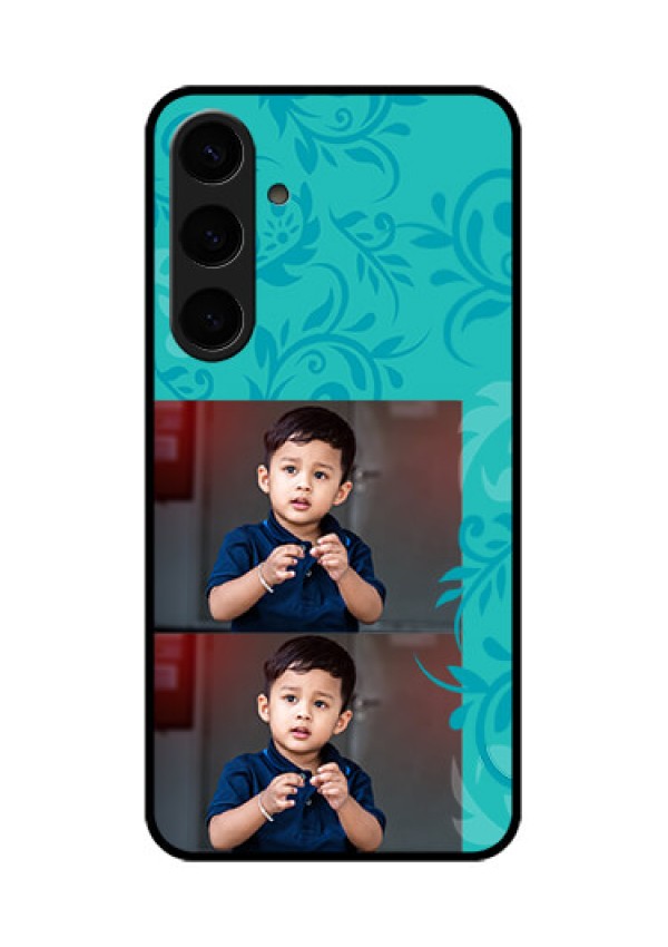 Samsung Galaxy S24 Plus 5G Custom Glass Phone Case - With Photo And Green Floral Design