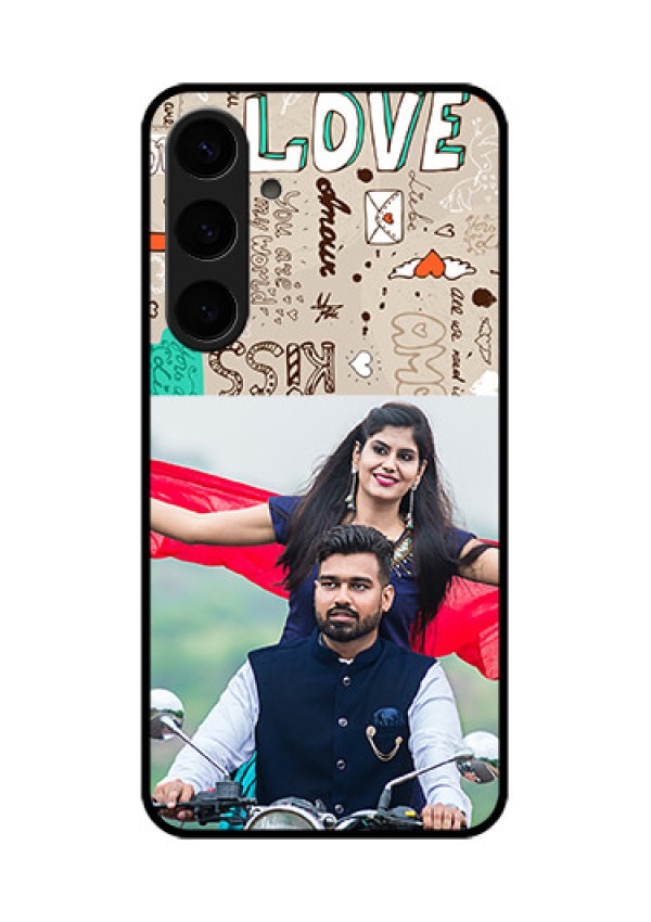 Samsung Galaxy S24 Plus 5G Custom Glass Phone Case - Love Doodle Pattern