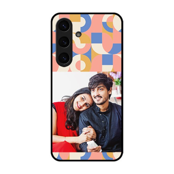 Galaxy S25 5G Custom Glass Phone CaseSemi - Circle Maze Pattern Design