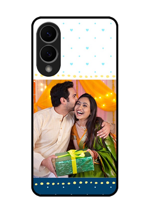 Samsung Galaxy S25 Edge 5G Custom Glass Phone Case - White And Blue Abstract Design