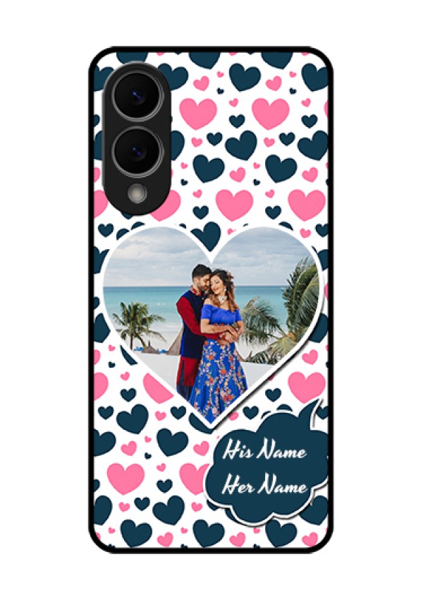 Samsung Galaxy S25 Edge 5G Custom Glass Phone Case - Pink & Blue Heart Design