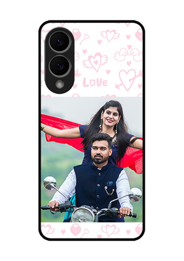 Samsung Galaxy S25 Edge 5G Custom Glass Phone Case - Pink Flying Heart Design