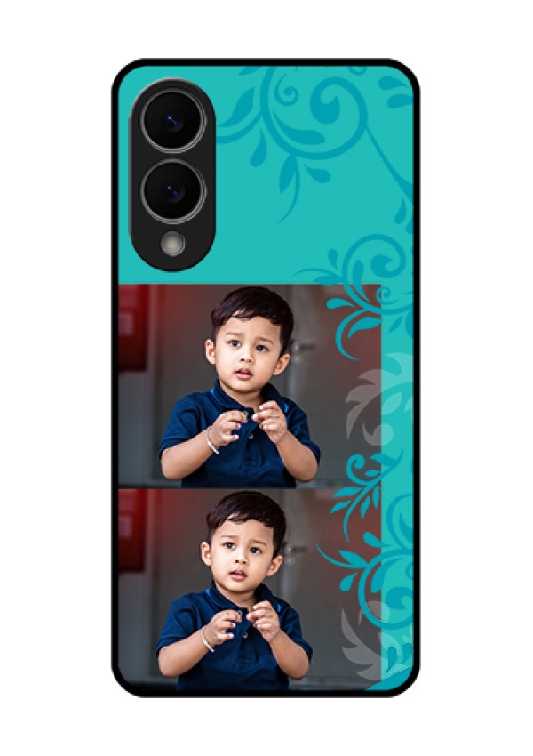 Samsung Galaxy S25 Edge 5G Custom Glass Phone Case - With Photo And Green Floral Design