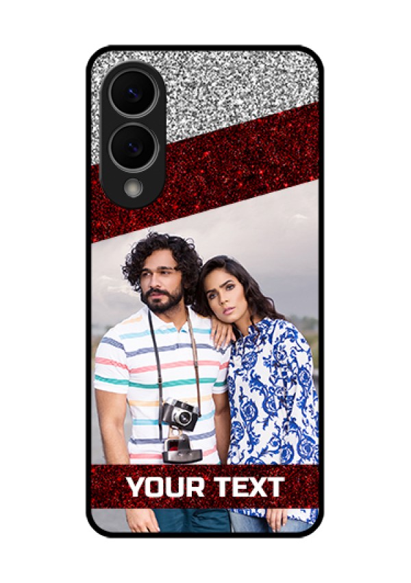 Samsung Galaxy S25 Edge 5G Custom Glass Phone Case - Image Holder With Glitter Strip Design