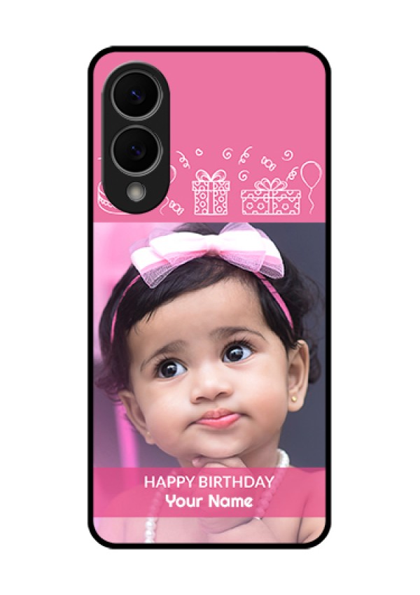 Samsung Galaxy S25 Edge 5G Custom Glass Phone Case - With Birthday Line Art Design