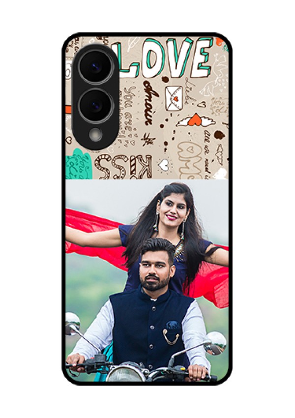 Samsung Galaxy S25 Edge 5G Custom Glass Phone Case - Love Doodle Pattern