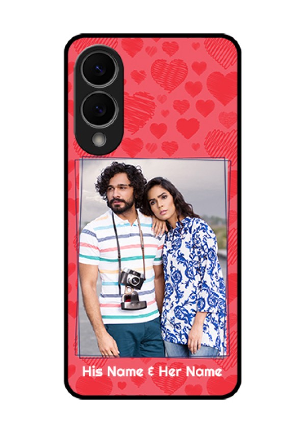 Samsung Galaxy S25 Edge 5G Custom Glass Phone Case - With Red Heart Symbols Design