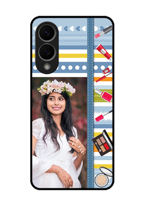Samsung Galaxy S25 Edge 5G Custom Glass Phone Case - Makeup Icons Design