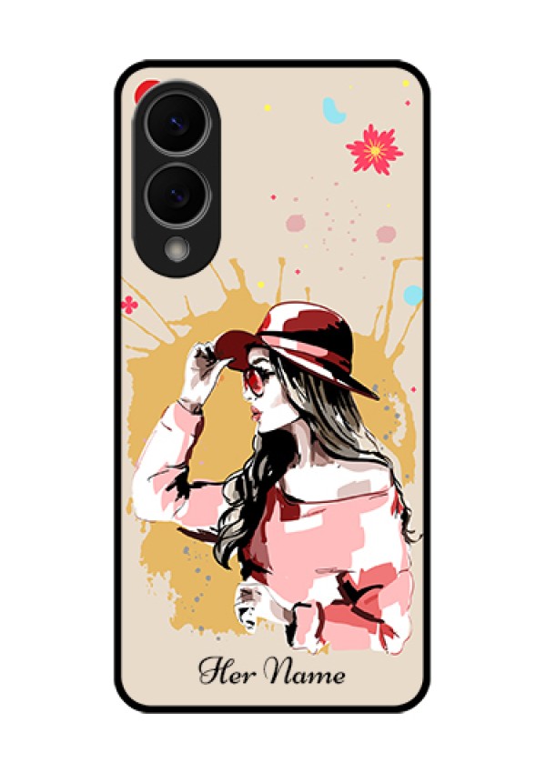 Samsung Galaxy S25 Edge 5G Custom Glass Phone Case - Women With Pink Hat Design