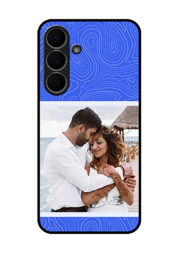 Samsung Galaxy S25 FE 5G Custom Glass Phone Case - Curved Line Art With Blue And White Design