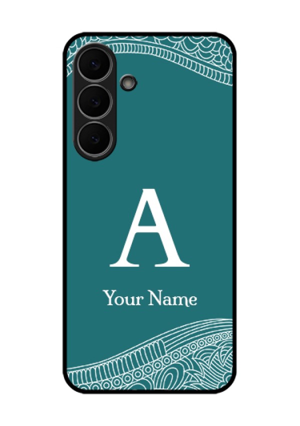 Samsung Galaxy S25 FE 5G Custom Glass Phone Case - Line Art Pattern With Custom Name Design