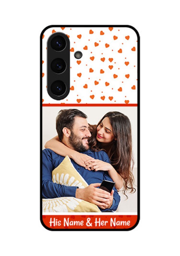 Galaxy S25 Plus 5G Custom Glass Phone CaseOrange Love Symbol Design