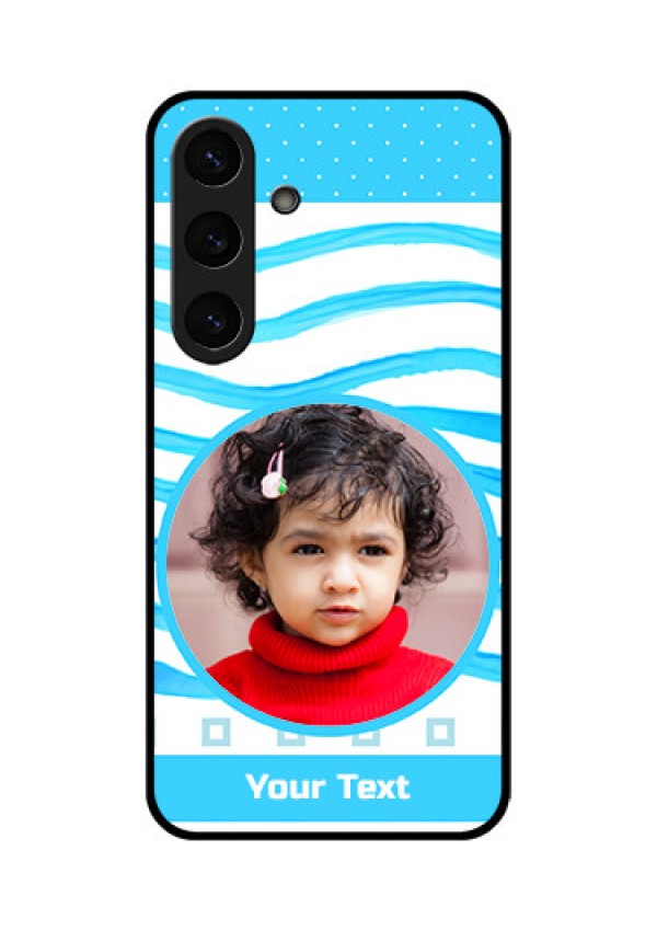 Galaxy S25 Plus 5G Custom Glass Phone CaseSimple Blue Case Design