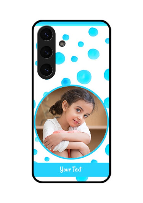 Galaxy S25 Plus 5G Custom Glass Phone CaseBlue Bubbles Pattern Design