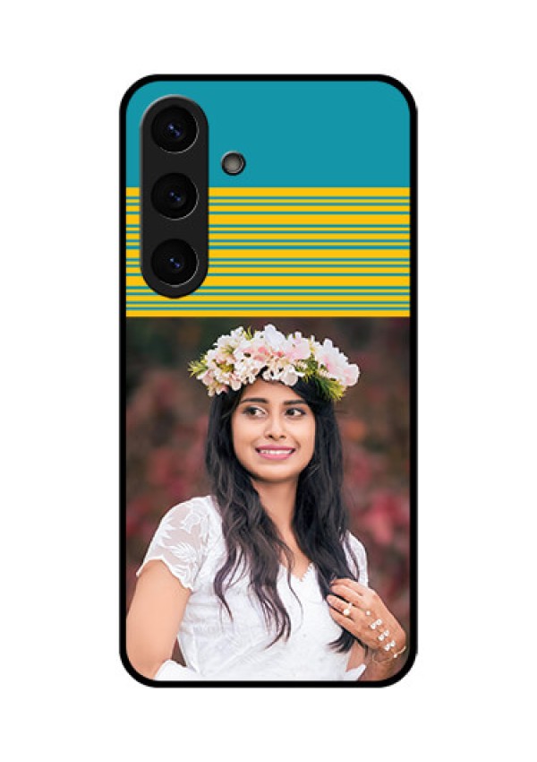 Galaxy S25 Plus 5G Custom Glass Phone CaseYellow and Blue Design