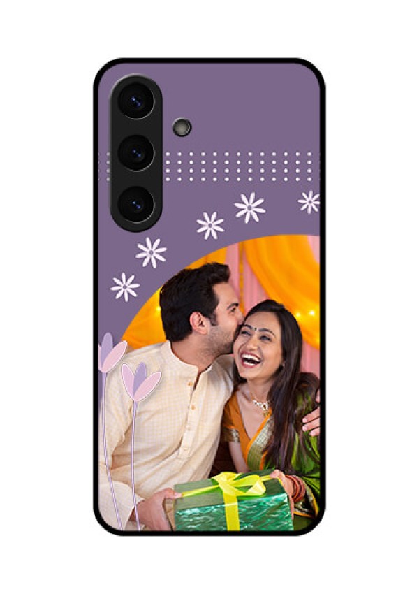 Galaxy S25 Plus 5G Custom Glass Phone CaseLavender Flowers Design