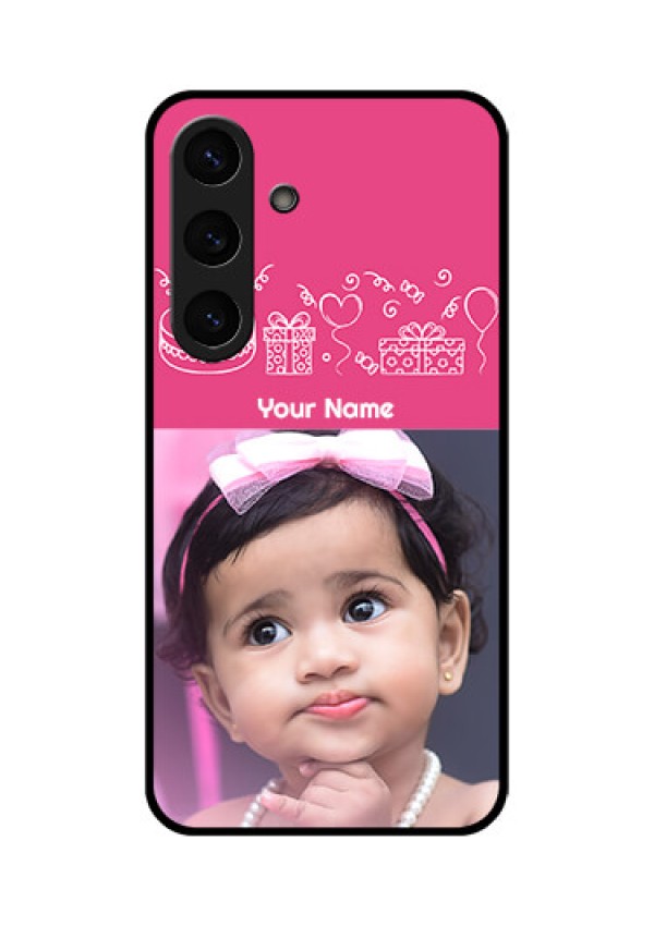 Galaxy S25 Plus 5G Custom Glass Phone CaseWith Birthday Line Art Design