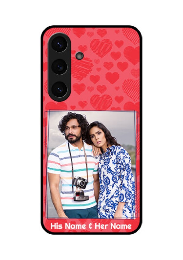 Galaxy S25 Plus 5G Custom Glass Phone CaseWith Red Heart Symbols Design