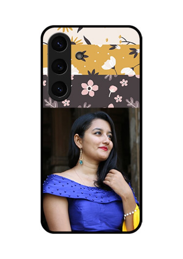 Galaxy S25 Plus 5G Custom Glass Phone CaseStylish Floral Design