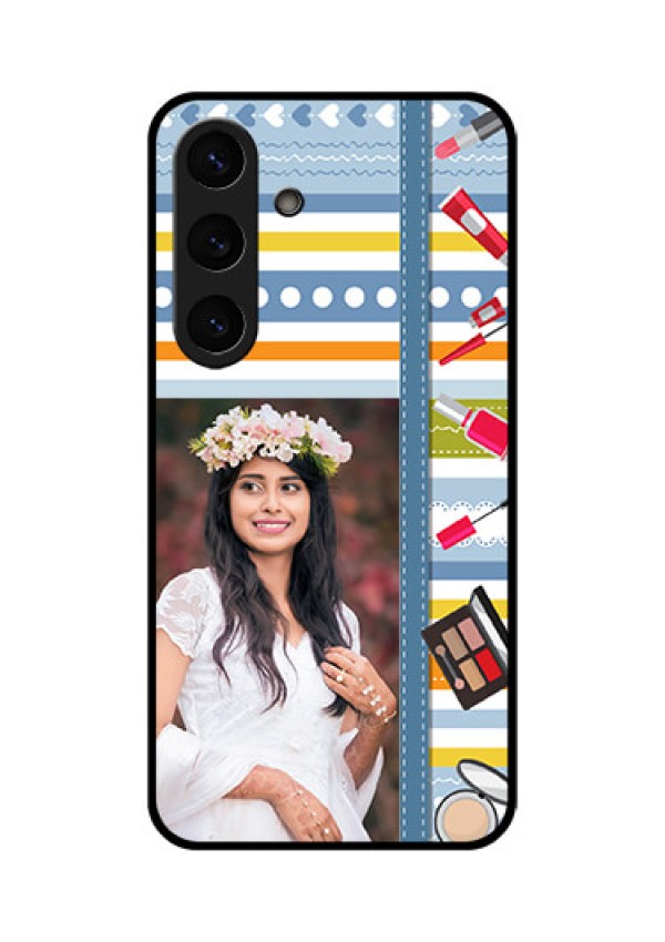 Galaxy S25 Plus 5G Custom Glass Phone CaseMakeup Icons Design