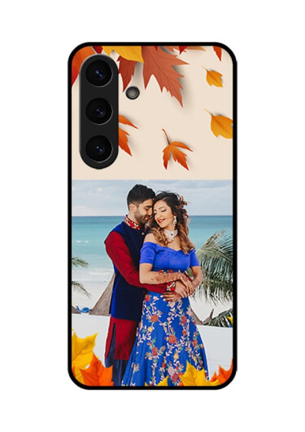 Galaxy S25 Plus 5G Custom Glass Phone CaseAutumn Maple Leaves Design