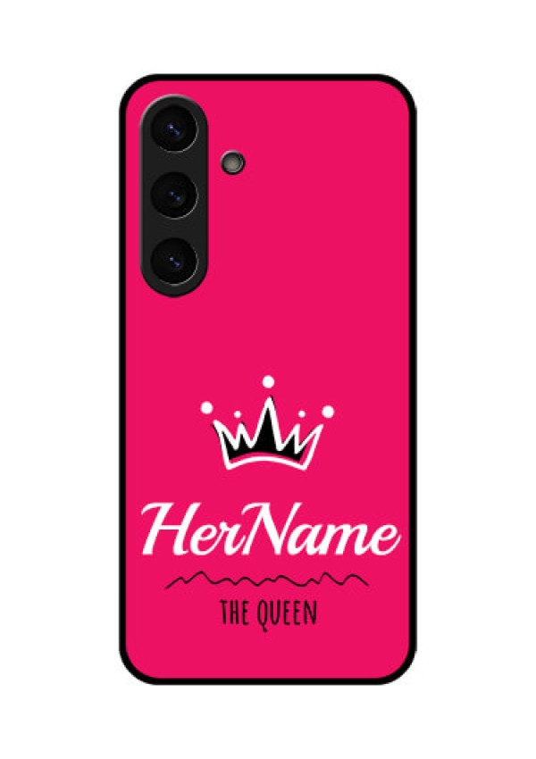 Galaxy S25 Plus 5G Custom Glass Phone CaseQueen With Name Design