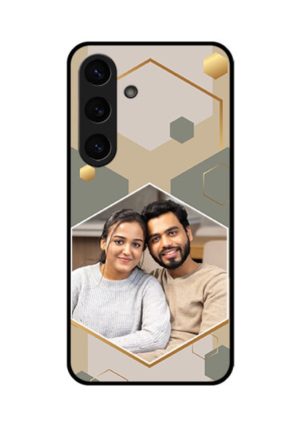 Galaxy S25 Plus 5G Custom Glass Phone CaseStylish Hexagon Pattern Design