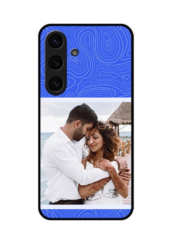 Galaxy S25 Plus 5G Custom Glass Phone CaseCurved Line Art With Blue And White Design