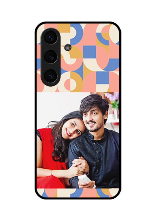 Galaxy S25 Plus 5G Custom Glass Phone CaseSemi - Circle Maze Pattern Design