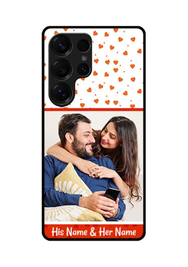 Galaxy S25 Ultra 5G Custom Glass Phone CaseOrange Love Symbol Design