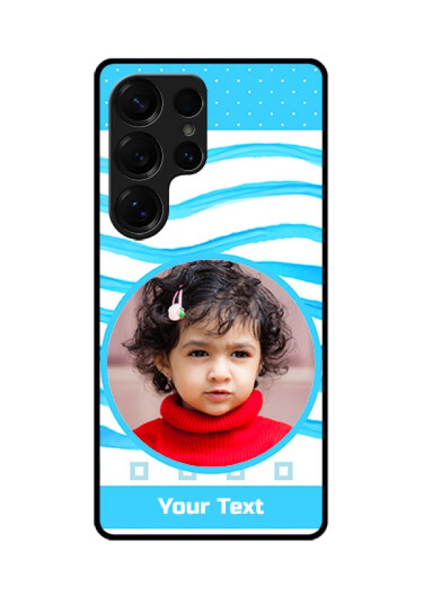 Galaxy S25 Ultra 5G Custom Glass Phone CaseSimple Blue Case Design