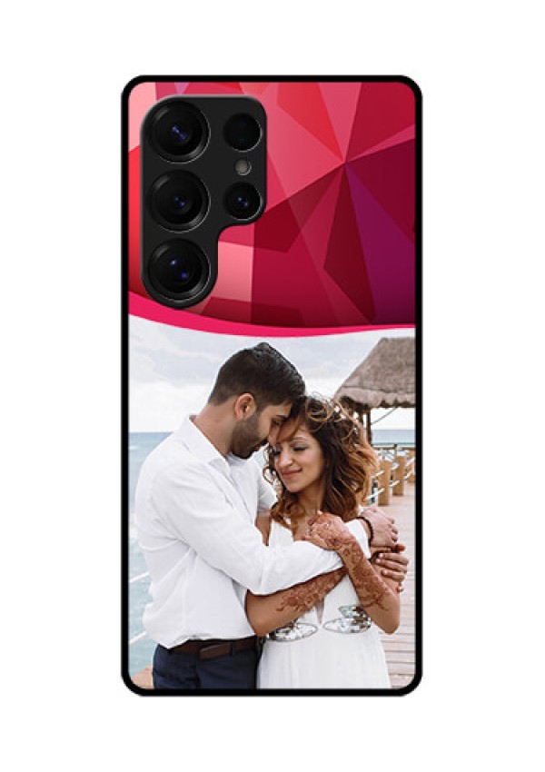 Galaxy S25 Ultra 5G Custom Glass Phone CaseRed Abstract Design