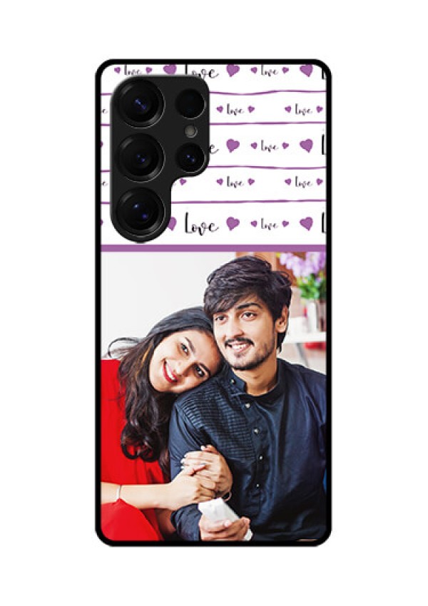 Galaxy S25 Ultra 5G Custom Glass Phone CaseCouples Heart Design