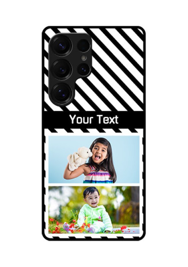 Galaxy S25 Ultra 5G Custom Glass Phone CaseBlack And White Stripes Design