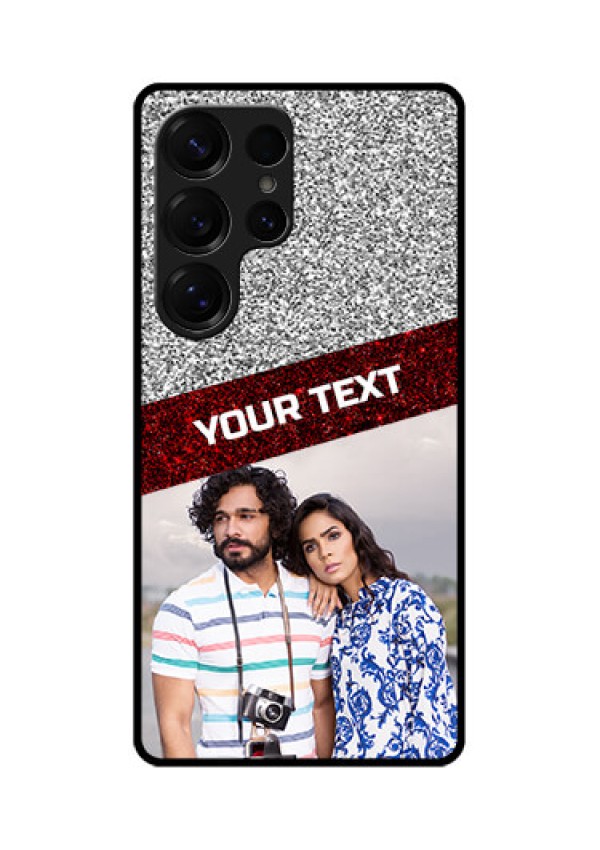 Galaxy S25 Ultra 5G Custom Glass Phone CaseImage Holder With Glitter Strip Design