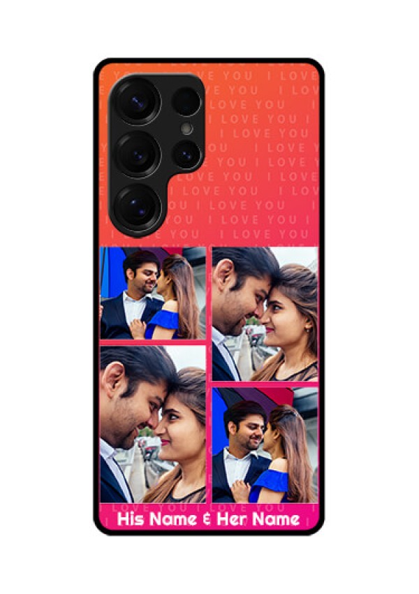 Galaxy S25 Ultra 5G Custom Glass Phone CaseI Love You Pink Design