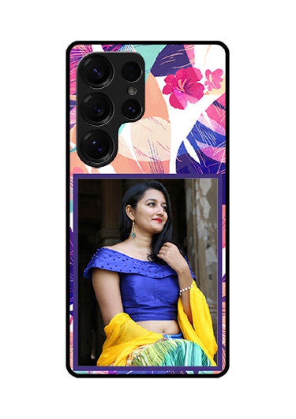 Galaxy S25 Ultra 5G Custom Glass Phone CaseAbstract Floral Design