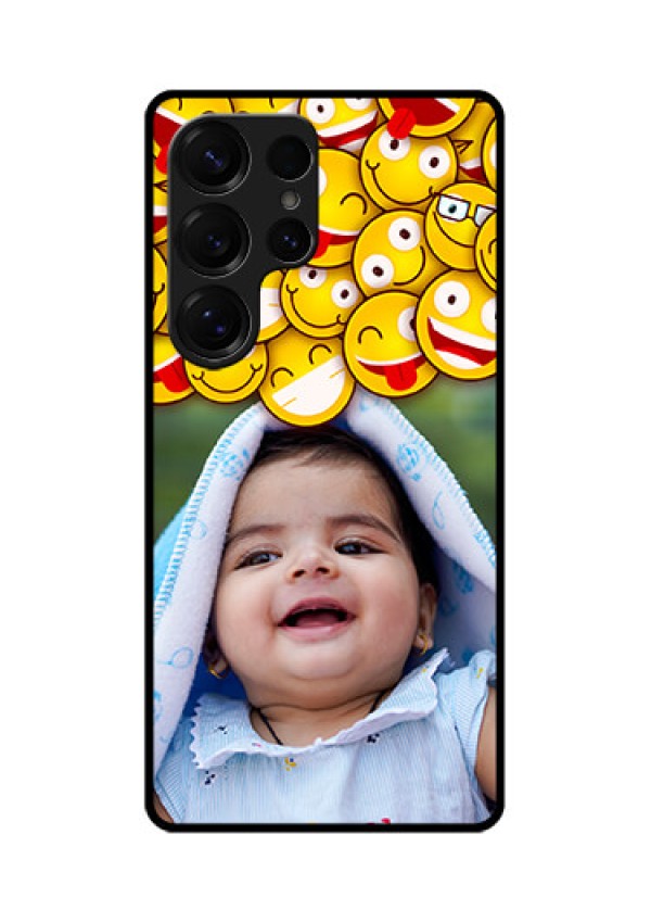 Galaxy S25 Ultra 5G Custom Glass Phone CaseWith Smiley Emoji Design