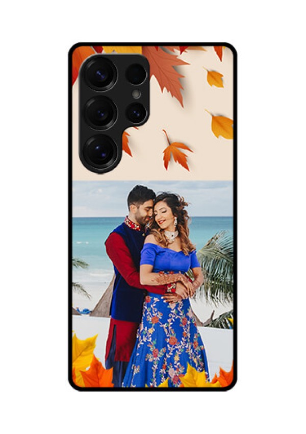 Galaxy S25 Ultra 5G Custom Glass Phone CaseAutumn Maple Leaves Design
