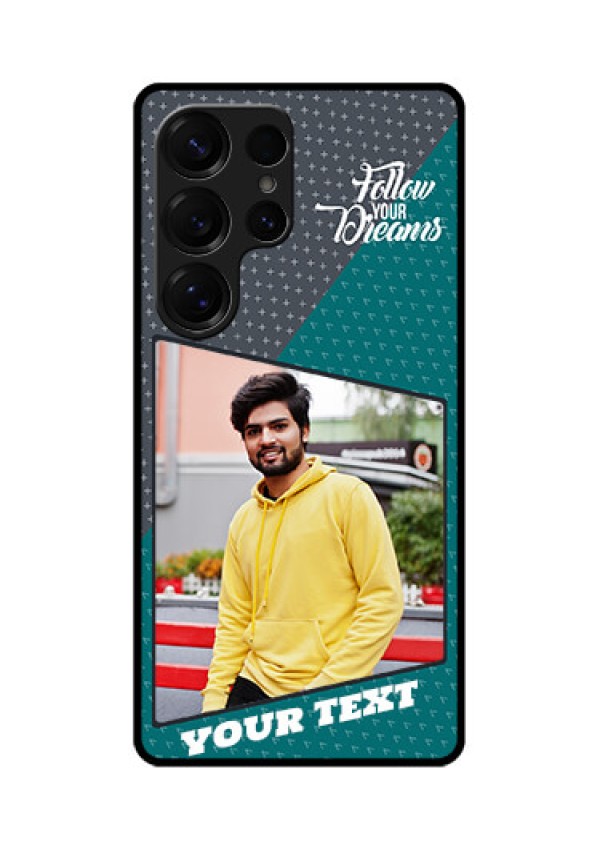 Galaxy S25 Ultra 5G Custom Glass Phone CaseBackground Pattern Design With Quote