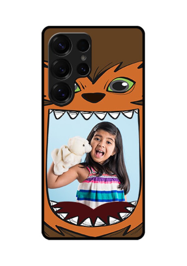 Galaxy S25 Ultra 5G Custom Glass Phone CaseOwl Monster Back Case Design
