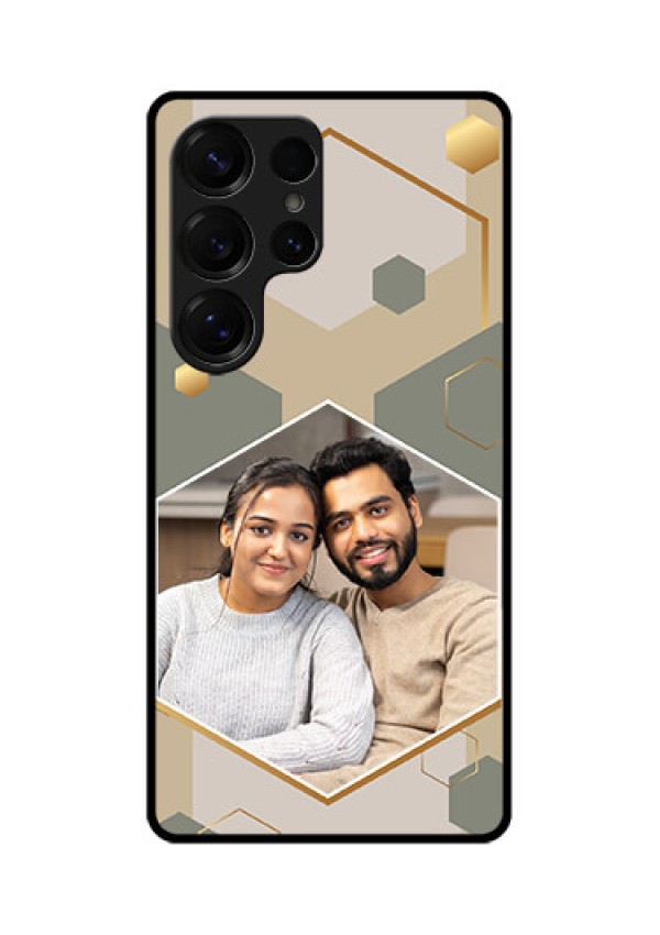 Galaxy S25 Ultra 5G Custom Glass Phone CaseStylish Hexagon Pattern Design