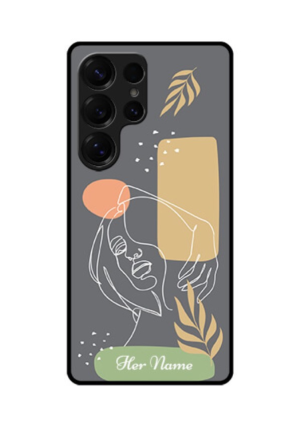 Galaxy S25 Ultra 5G Custom Glass Phone CaseGazing Woman Line Art Design
