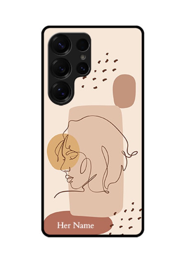 Galaxy S25 Ultra 5G Custom Glass Phone CaseCalm Woman Line Art Design