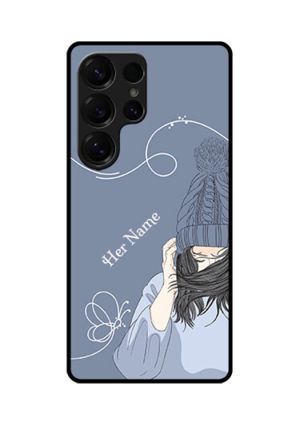 Galaxy S25 Ultra 5G Custom Glass Phone CaseGirl In Winter Outfit Design