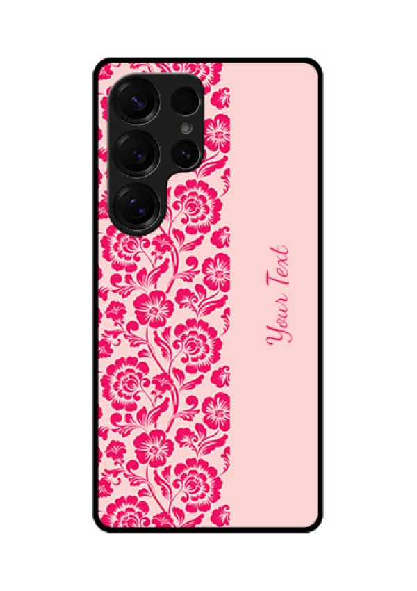 Galaxy S25 Ultra 5G Custom Glass Phone CaseAttractive Floral Pattern Design