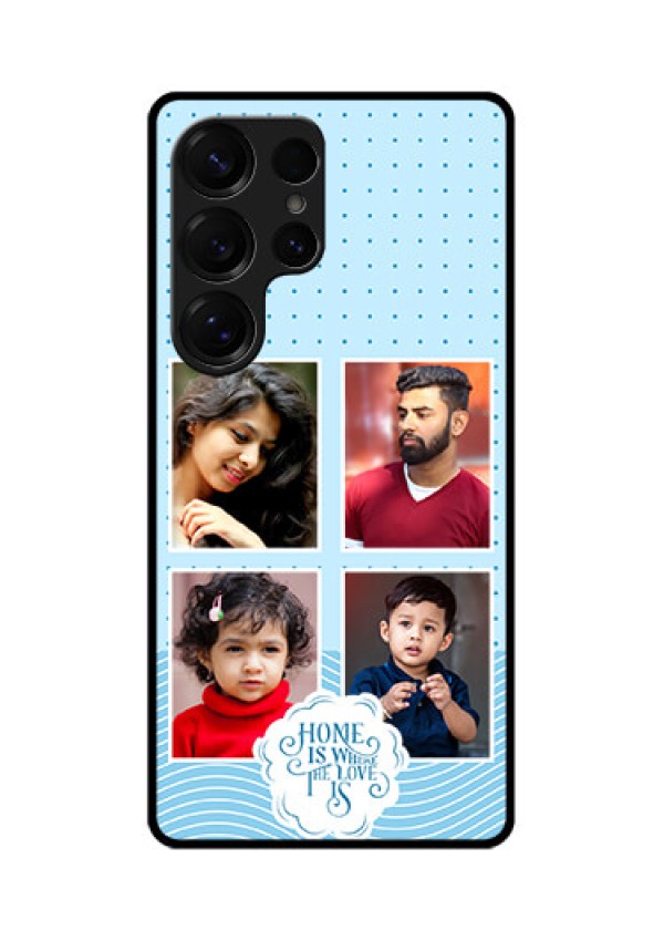 Galaxy S25 Ultra 5G Custom Glass Phone CaseCute Love Quote With 4 Pic Upload Design