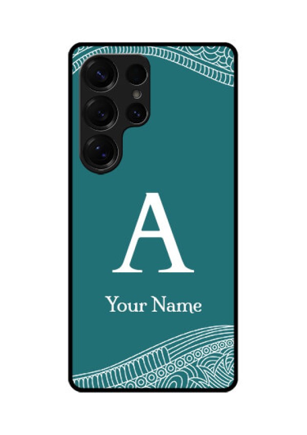 Galaxy S25 Ultra 5G Custom Glass Phone CaseLine Art Pattern With Custom Name Design