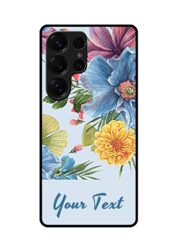 Galaxy S25 Ultra 5G Custom Glass Phone CaseStunning Watercolored Flowers Painting Design